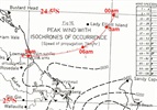 Cyclone Beth, 1976: Winds damage survey, track marked in red